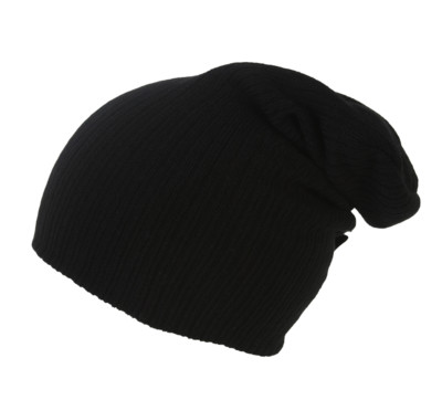 Top Headwear Extra Slouch Rib Knit Beanie, Black