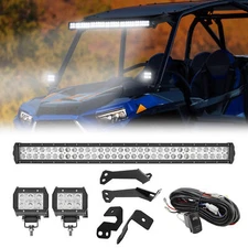 Roof 32'' LED Light Bar & A-Pillar Pods Mounts Kit For Polaris RZR 900 XP 1000
