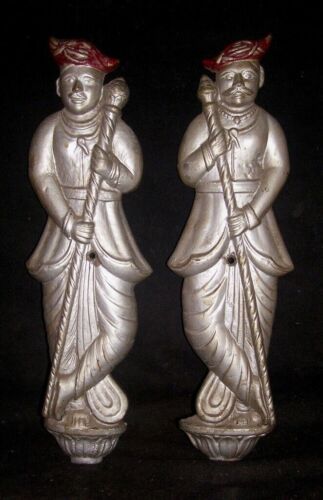 Traditional Indian Maratha Peshwa Style Brass Pair Soldiers Subhedar Rare - Picture 1 of 4