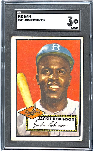 1952 Topps #312 Jackie Robinson SGC 3 *Sharp Color and Crisp Registration**