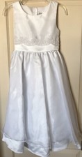 Girls First Communion Dress Rare Editions Size 8 White Tulle Bead Appliqu  Waist