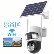 Sansco 4MP Solar Wireless Security Camera WiFi PTZ Dual Lens 2-Way Audio
