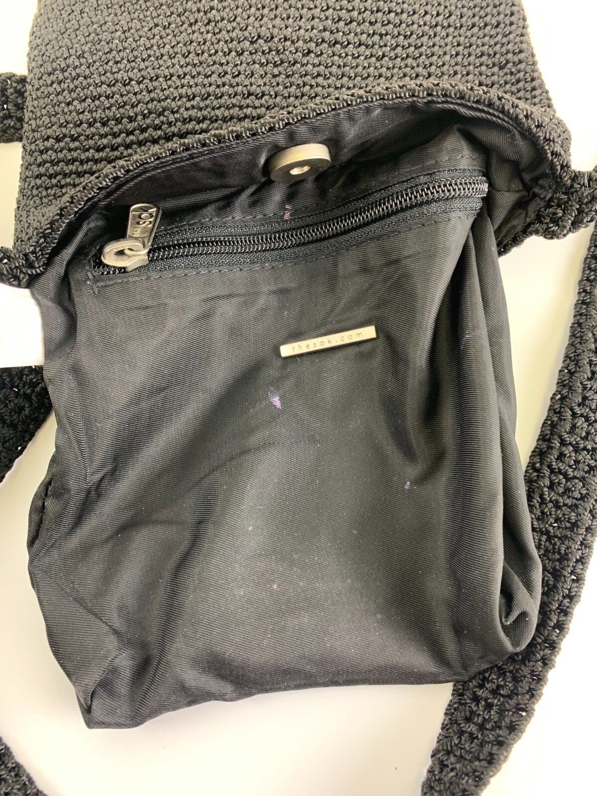 The Sak Crochet Black Mini Crossbody Snap Lined Small… Gem