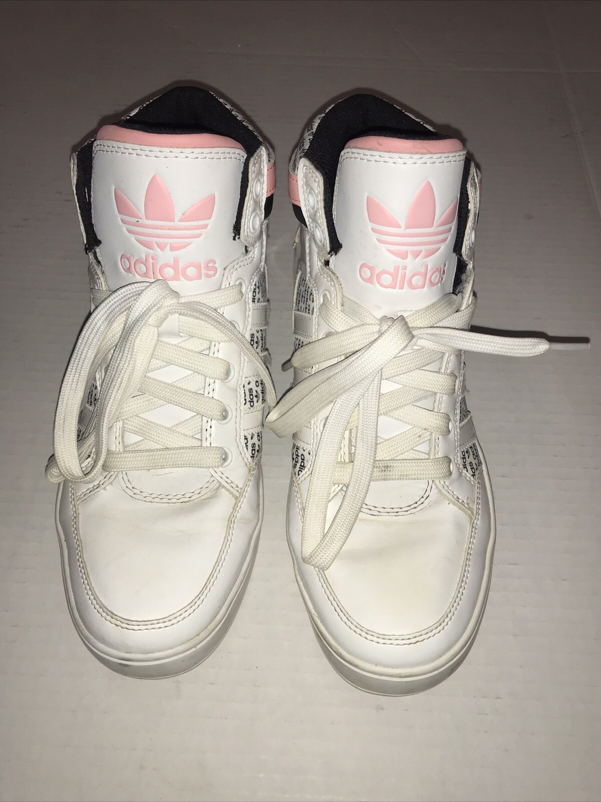 Adidas Hi Top Style EVH 791004 Athletic Sneakers White Black pink Size