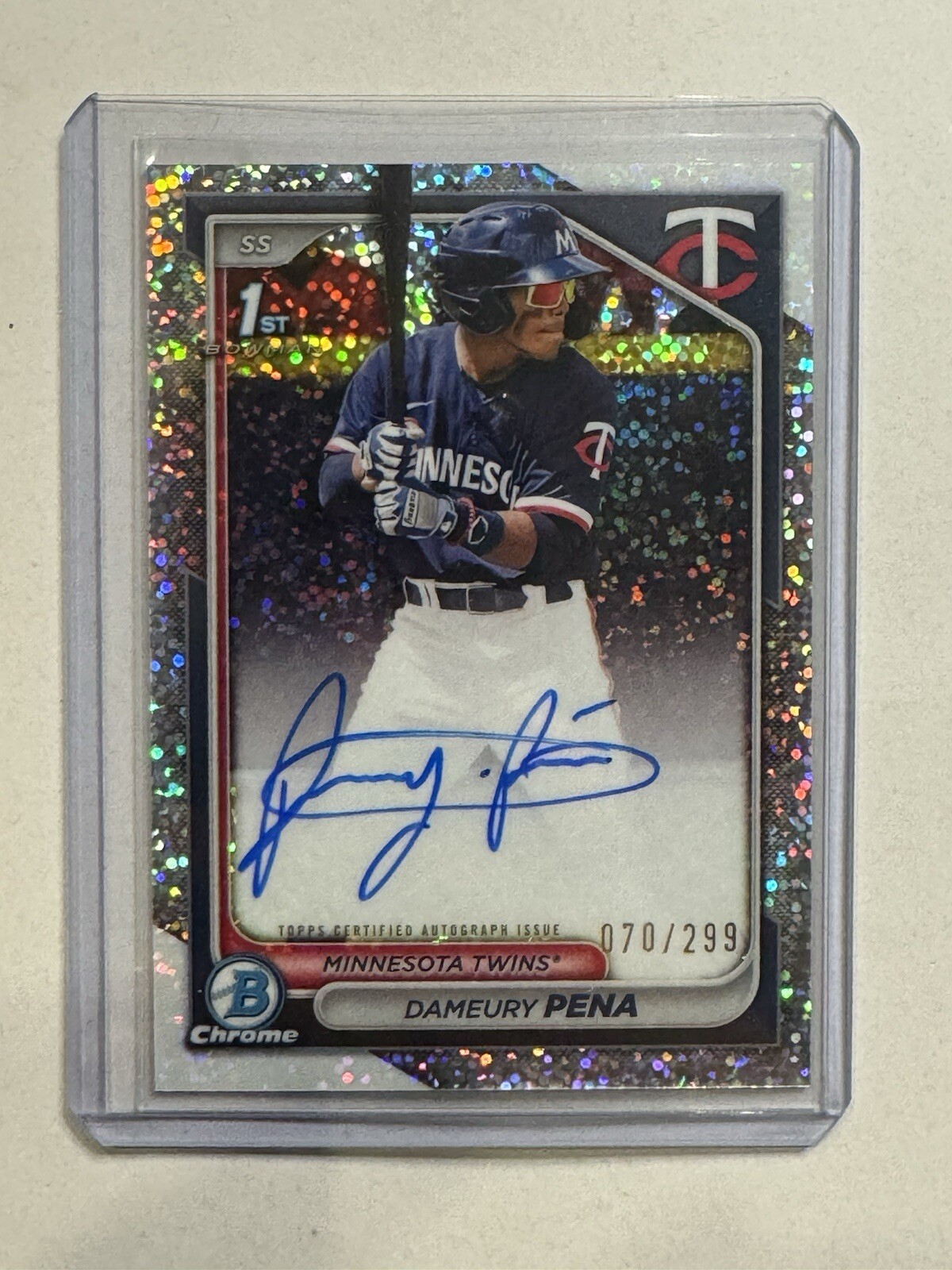 2024 Bowman Chrome Dameury Pena Speckle Refractor Auto #CPA-DPE /299 Twins