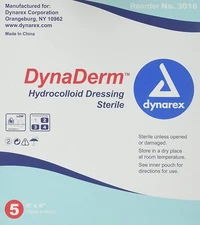 Dynarex 3016 DynaDerm - Hydrocolloid Dressing - Thin 6 in x 6 in. (Pack of 2)