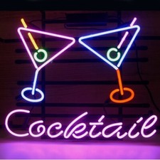 Cocktail Cocktails Martini Bar 17"x14" Neon Light Lamp Sign Beer Decor Club Open