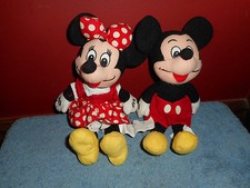 Vintage MICKEY MINNIE MOUSE Stuffed Plush Dolls Walt Disney Co. 8.5"