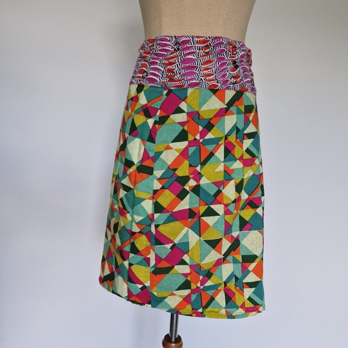 Boom Shankar Rosanna Multicolour Geometric Print A-Line Wrap Skirt Free Size