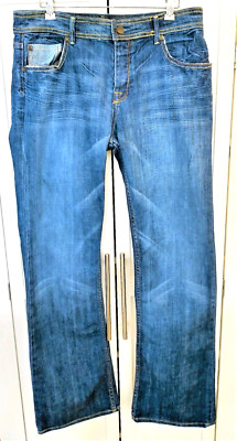 May 75 Women's Blue Denim 575 Distressed Jeans With Button Fly Size 33'' X 32''