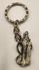 Small Pewter Golf Club Bag and Clubs Keychain Keyring