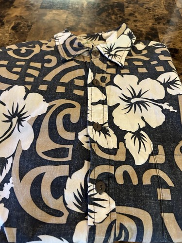 Aloha Days Hawaiian Aloha Shirt Small Black Brown Floral Cotton Casual Vacation - Picture 9 of 10