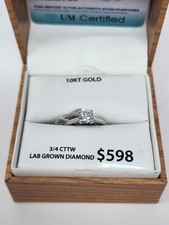 New Unique Moments 3/4 Ct Lab Created Diamond Solitare Engagement Ring 10k White
