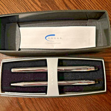 Cross Century Rollerball  Ballpoint Pen Set Chrome New In Box 3525g Made In Usa