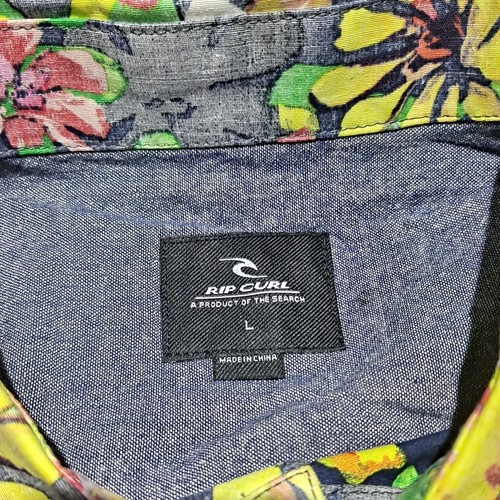 RIP CURL Men's Large Button-Up Shirt Floral Print Colorful Flowers NWT - Picture 3 of 12