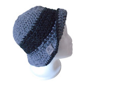 Handmade Crochet Cloche Flapper Hat Black Gray Acrylic USA