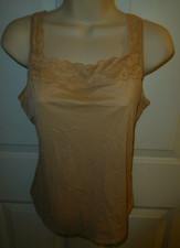 Vintage Vassarette Camisole Size M Stretchy Nude Tan Beige w/Lace