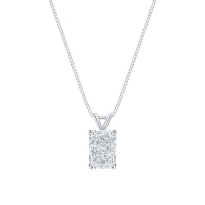 IGI F/ VS 1 Kt Radiant Lab Created Grown Diamond Anhänger Halskette 14K Weißgold