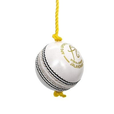 Balle De Cricket Suspendue Cuir Blanc – Entraînement, Frappe De Batte, Corde 7ft