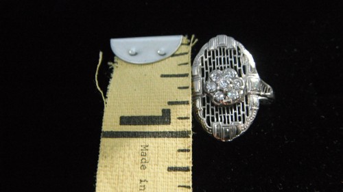 10K white Gold Diamond ring floral and Filigree with 7 Diamonds-SZ-8, Ladies - 第 9/9 張圖片