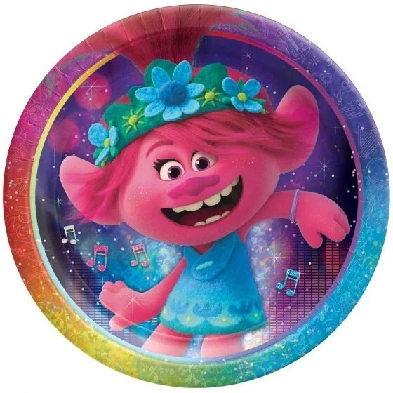TROLLS WORLD TOUR Party Supply Pack 8 Plates, 8 Cup 8 Napkin 1 Table Cover  SP1 - image 2 of 4