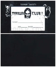 TERROR SOCIETY THRILLER CLUB MEMBERSHIP CARD - VINTAGE REPRINT