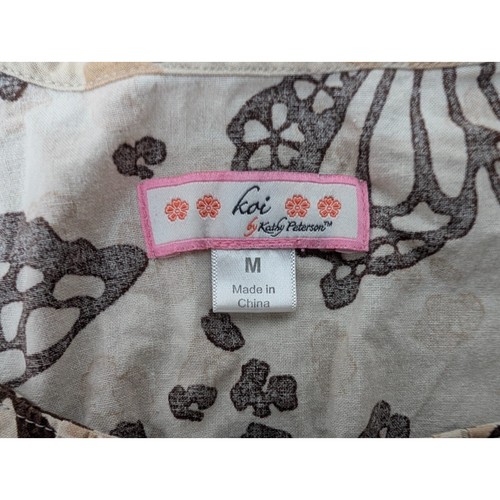Koi Kathy Peterson Scrub Top Womens M Butterfly Animal Print Short Sleeve Boho - Picture 2 of 9