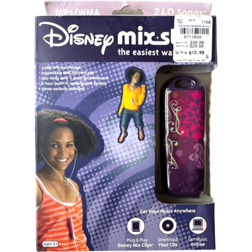 NEUF / SCELLÉ Disney Mix Stick lecteur de musique numérique MP3/WMA VIOLET avec FLEURS - Photo 1 sur 4