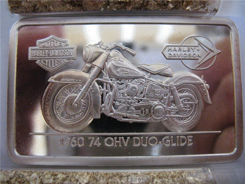 1.4-OZ.999 PURE SILVER BAR INGOT 1960 74 OHV DUO HARLEY DAVIDSON