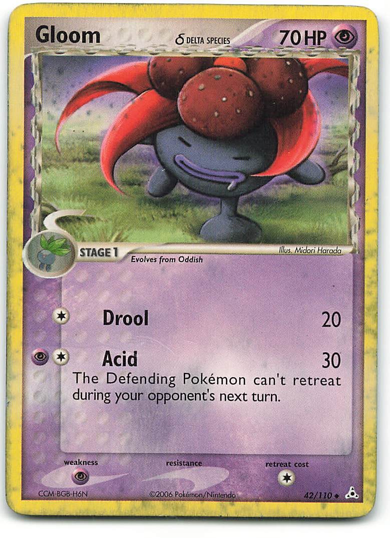 Gloom 42/110 Uncommon Holon Phantoms Pokemon Moderately Played