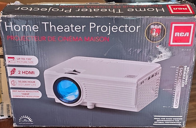 RCA RPJ136-B LED Home Theater Projector 2 HDMI 1080p Portable 150''