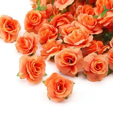 100 Pcs Mini Orange Roses Artificial Flowers Bulk 1.9" Small Silk Fake Roses ...