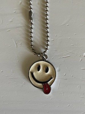 Smiley Face Necklace Stainless Ball Chain New Emoji Pendant Tongue