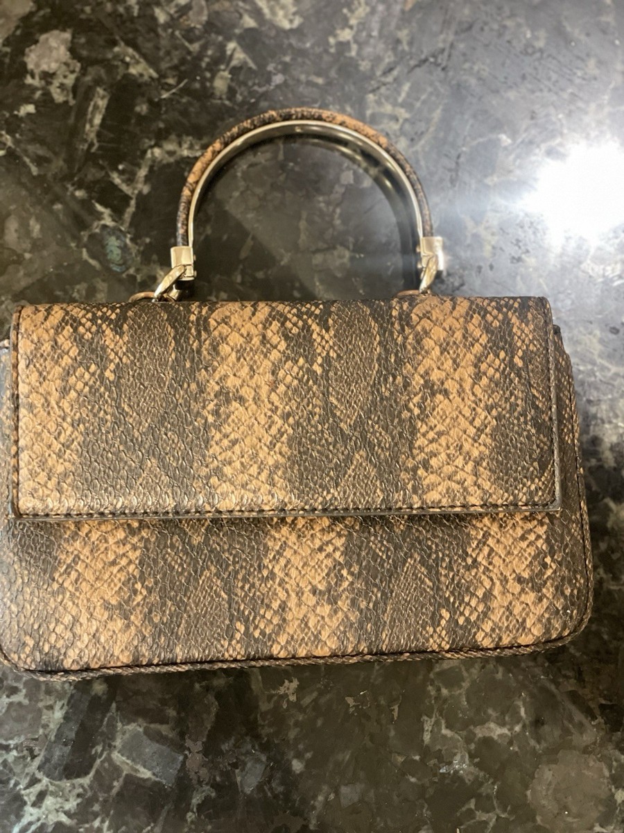 Women's Vintage Snake Print Leather Shoulder Bag - Brown Crossbody Chain Purse, Square Satchel Handbag - View #5