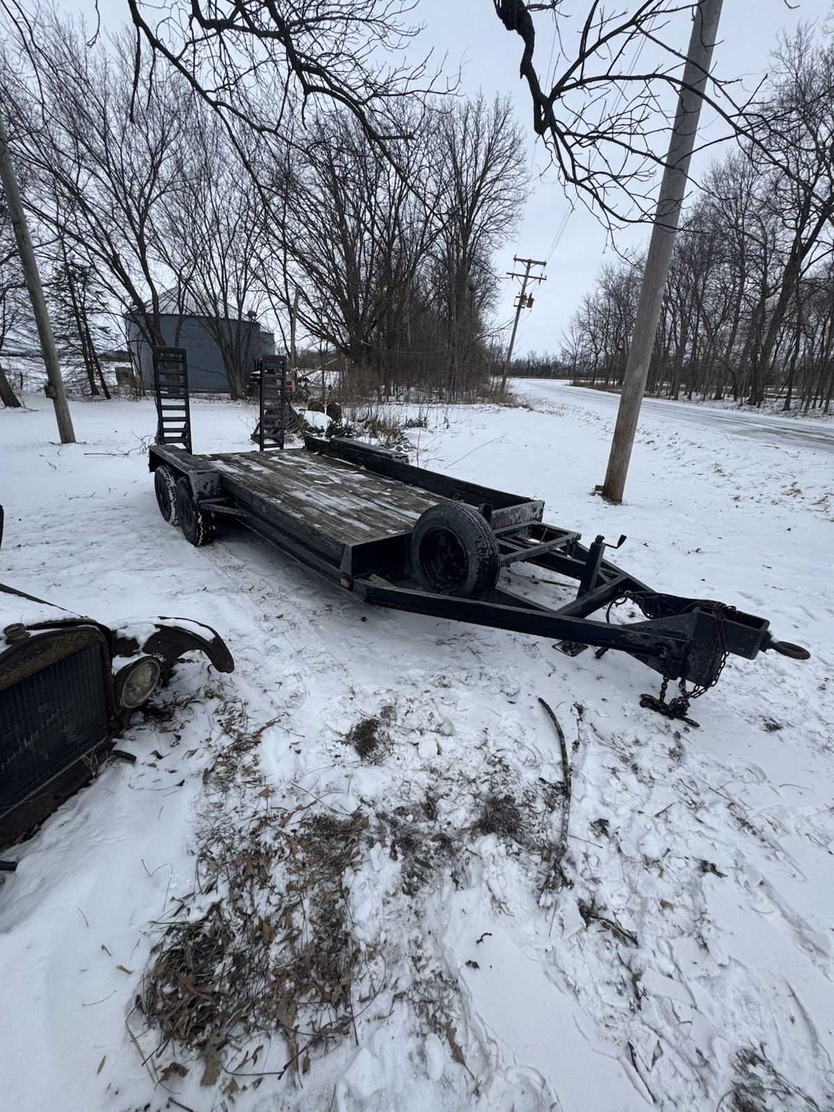 Tandem Trailer 16' With Ramps 78" Wide Pintle Hitch Spare Ti
