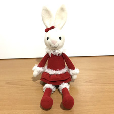 Jellycat  - Christmas - Bitsy Bunny - Red Velour Dress & Boots / Faux Fur Trim