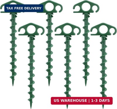Tent Stakes Ground Anchors Screw in, 6 Pack Sand Stakes for Beach 9.4 Inch Heavy