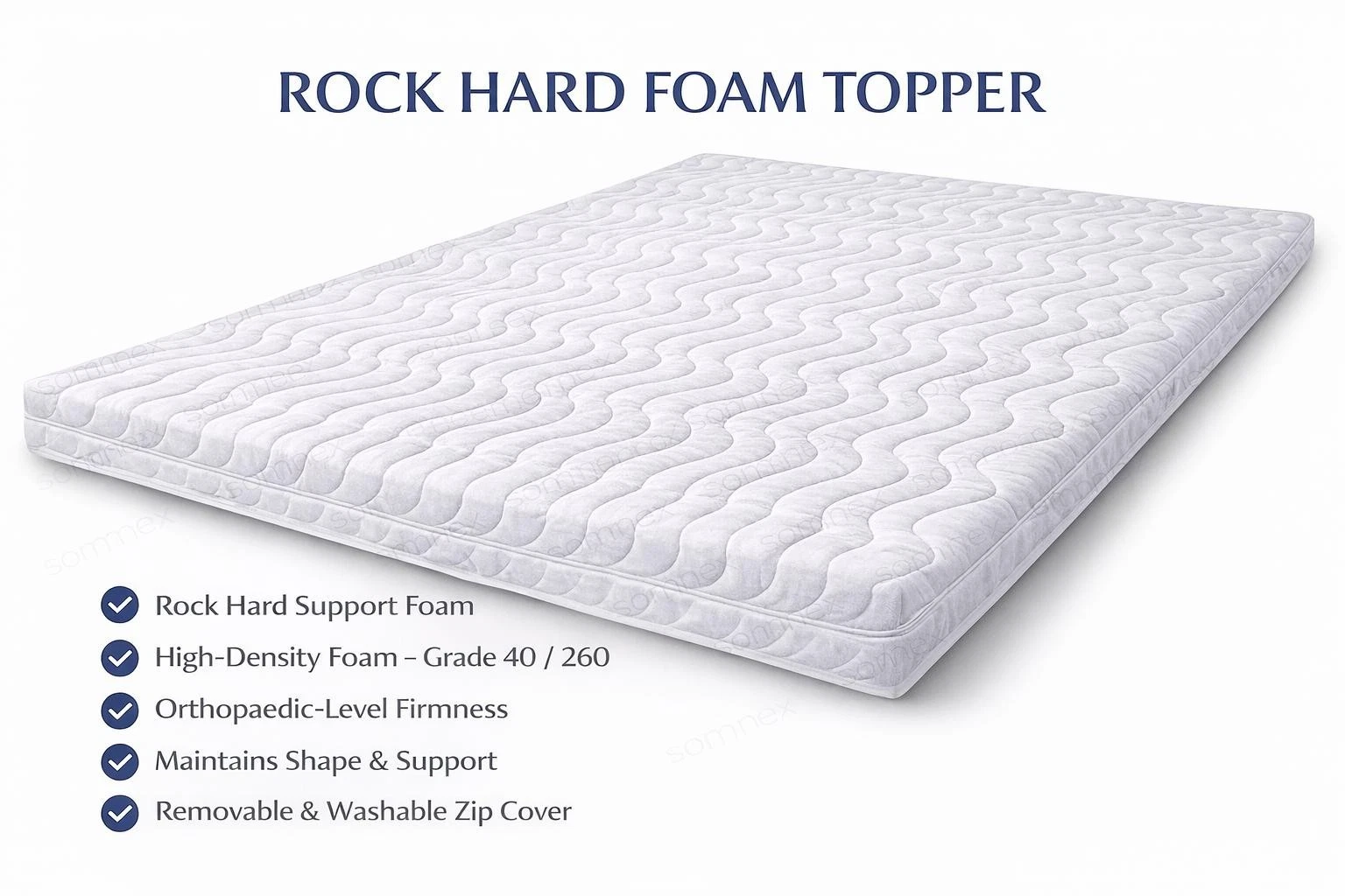 2” Extra Firm Foam Mattress Topper Back Support Back Care 3FT–5FT (40/260)