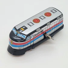 Vintage Tin Toy Amtrak Locomotive Engine Japan Showa Retro Train Tested