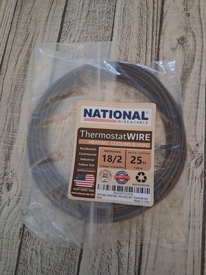 18/2 25' NATIONAL Wire&Cable Thermostat Doorbell HVAC Heating Control Cable Wire