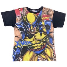 Vintage 90s Marvel X-Men All Over Mega Print Tee Shirt Wolverine Gambit Beast