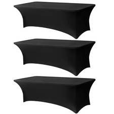 3 Pack 8FT Rectangular Spandex Tablecloth,Wrinkle Resistant Fitted Cover for ...