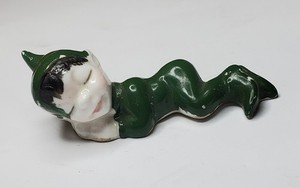 Sleeping Vintage Pixie Elf Bone China Pot Sitter MCM Fairy Garden Tiny Treasure 