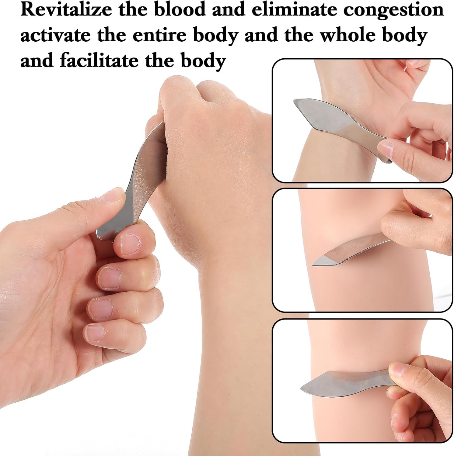 3 Stainless Steel Gua Sha Tools, Muscle Scraper and Gua Sha Facial Tools, Scrapi