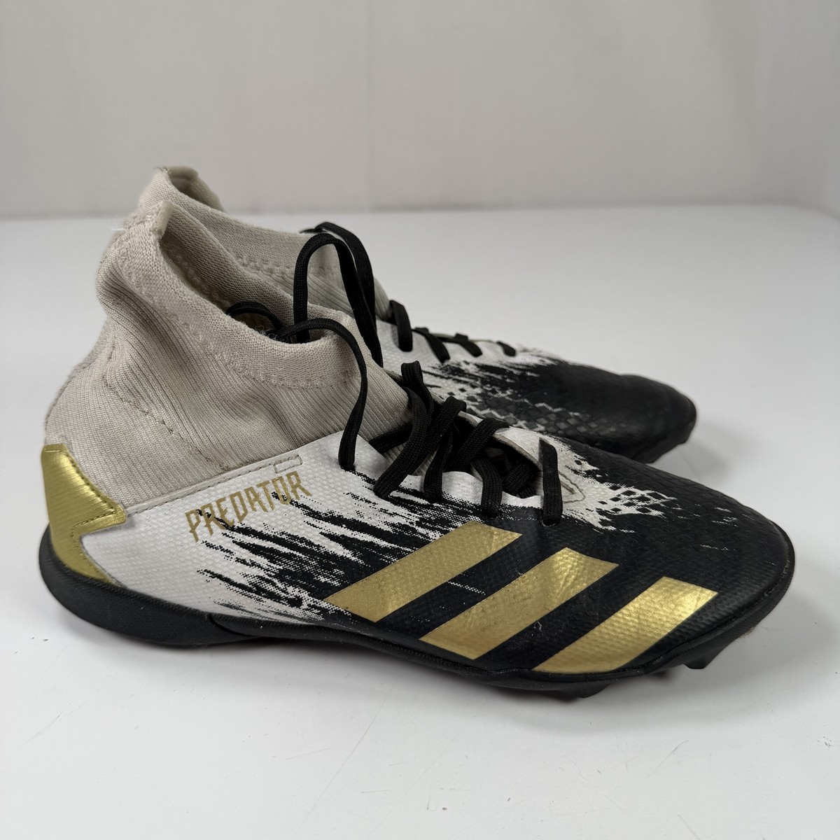 Adidas Predator Youth Soccer Turf Cleats Black White Gold Size US