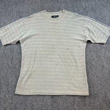 Vintage HYSTERIA USA Knit T-Shirt 100% Cotton Beige L Made in USA