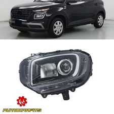 Fit Hyundai Venue 2020-23 Headlight Halogen Headlamp Chrome Driver Side W/O DRL