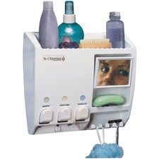 Space-Saving Shower Dispenser with Built-In Hooks