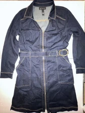 International concepts denim dress women’s size 12 long sleeve belted full zip