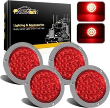 4Pcs 4" Round Red LED Stop Turn Tail Lights Brake Trailer Lights 24LED, 4 Inch R